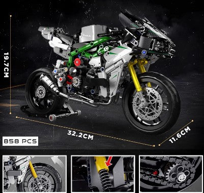 BUILDING BLOCKS BRICKS MOTORCYCLE KAWASAKI NINJA BB081 32.2 X 19.7 CM 858 PIECE
