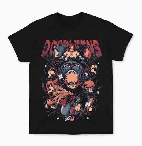 NARUTO CAT022 ANIMATION T-SHIRT S-3XL BLACK COTTON UNISEX