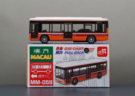 Collectables Diecast MM-059 Macau Orange Single Decker Bus Pull Back