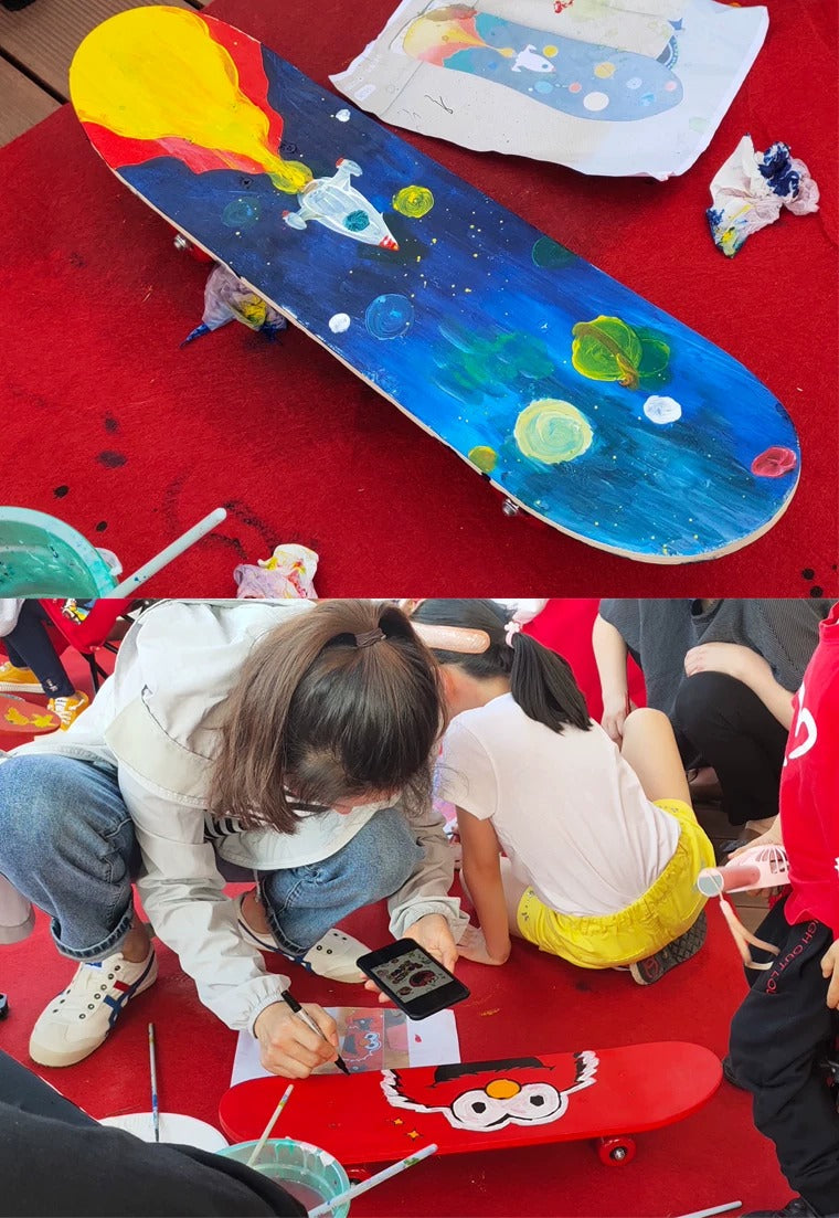 Kids Blank Unpainted Wooden DIY Art Painting Skateboard 43 cm