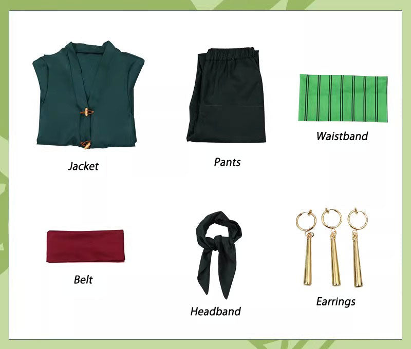 Cosplay One Piece Roronoa Zoro Costume Set XS-3XL Unisex Adult