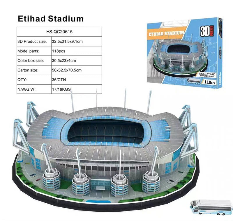 3D PUZZLE ETIHAD STADIUM DIY SELF MODEL WITH FREE LIGHT