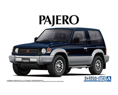 AOSHIMA MODEL CAR No.103 MITSUBISHI V24WG PAJERO METAL TOP WIDE XR-II '91 1:24 Model Kit