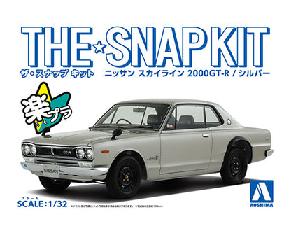 AOSHIMA SNAP KIT No.9-A NISSAN SKYLINE 2000GT-R(SILVER) 1:32 Model Kit