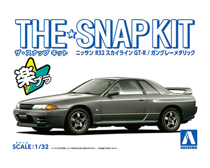AOSHIMA SNAP KIT No.14-A NISSAN R32 SKYLINE GT-R(GUN-GRAY METALLIC) 1:32 Model Kit