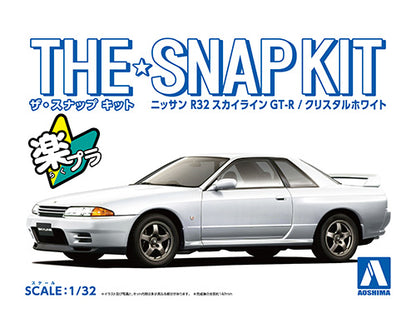 AOSHIMA SNAP KIT No.14-B NISSAN R32 SKYLINE GT-R(CRYSTAL WHITE) 1:32 Model Kit