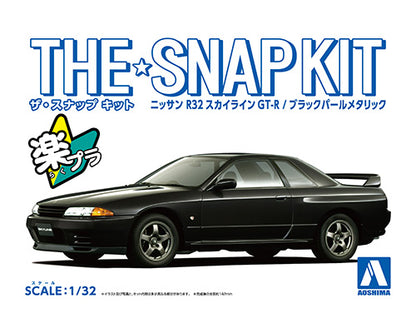 AOSHIMA SNAP KIT No.14-C NISSAN R32 SKYLINE GT-R(BLACK PEARL METALLIC) 1:32 Model Kit