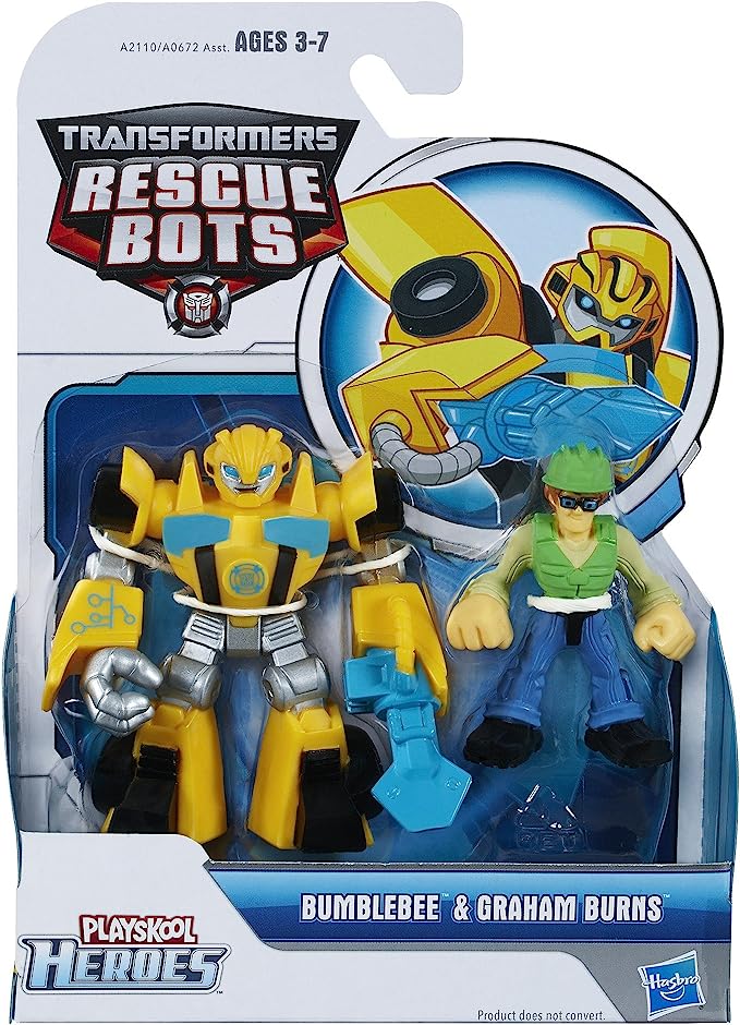 PLAYSKOOL HEROES TRASFERORMERS RESCUE BOTS BUMBLEBEE & GRAHAM BURNS ACTION FIGURE SET