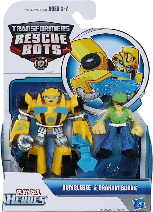 PLAYSKOOL HEROES TRASFERORMERS RESCUE BOTS BUMBLEBEE & GRAHAM BURNS ACTION FIGURE SET