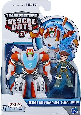 PLAYSKOOL HEROES TRASFERORMERS RESCUE BOTS BLADES THE FLIGHT-BOT & DAMI BURNS ACTION FIGURE SET