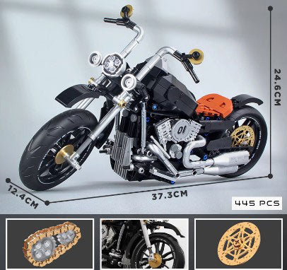 BUILDING BLOCKS BRICKS MOTORCYCLE RETRO HARLEY BB076 37.3 X 24.6 CM 445 PIECE