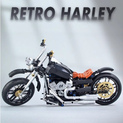 BUILDING BLOCKS BRICKS MOTORCYCLE RETRO HARLEY BB076 37.3 X 24.6 CM 445 PIECE