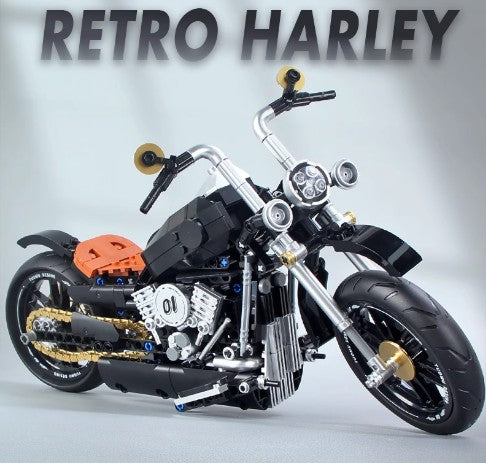 BUILDING BLOCKS BRICKS MOTORCYCLE RETRO HARLEY BB076 37.3 X 24.6 CM 445 PIECE