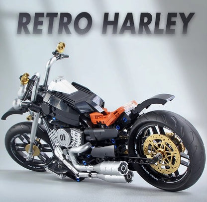 BUILDING BLOCKS BRICKS MOTORCYCLE RETRO HARLEY BB076 37.3 X 24.6 CM 445 PIECE