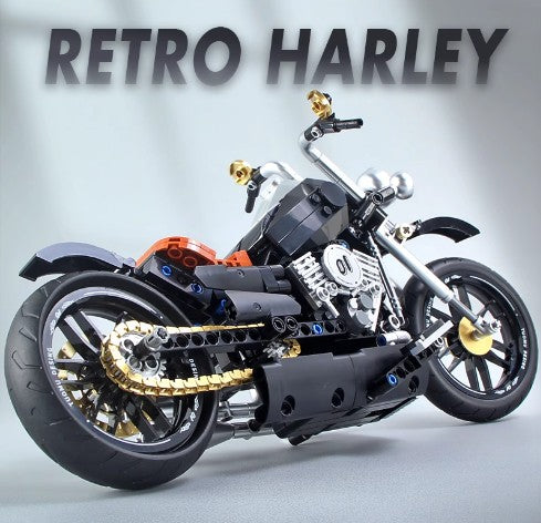 BUILDING BLOCKS BRICKS MOTORCYCLE RETRO HARLEY BB076 37.3 X 24.6 CM 445 PIECE