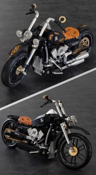 BUILDING BLOCKS BRICKS MOTORCYCLE RETRO HARLEY BB076 37.3 X 24.6 CM 445 PIECE