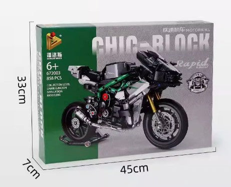 BUILDING BLOCKS BRICKS MOTORCYCLE KAWASAKI NINJA BB081 32.2 X 19.7 CM 858 PIECE