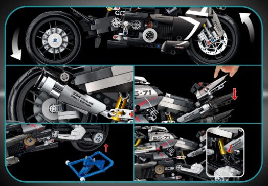 BUILDING BLOCKS BRICKS MOTORCYCLE SUZUKI B KING BB086 38 X 21.5 CM 1056 PIECE