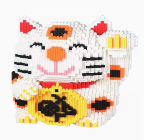 BUILDING BLOCKS BRICKS MANEKI NEKO FORTUNE LUCKY CAT BBLC001 23 X 21 CM 6320 PIECES