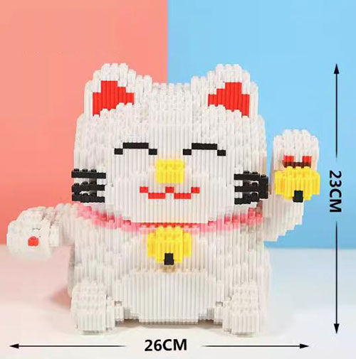 BUILDING BLOCKS BRICKS MANEKI NEKO FORTUNE LUCKY CAT BBLC002 23 X 26 CM 5168 PIECES