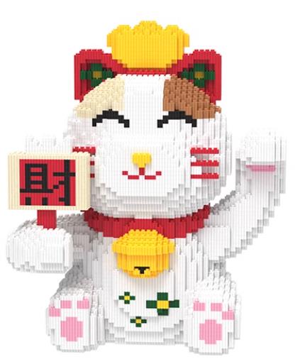 BUILDING BLOCKS BRICKS MANEKI NEKO FORTUNE LUCKY CAT BBLC003 39 X 33x 21 CM 4458 PIECES