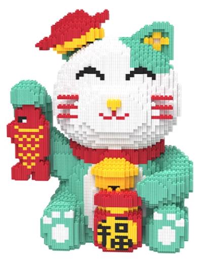 BUILDING BLOCKS BRICKS MANEKI NEKO FORTUNE LUCKY CAT BBLC005 37 X 29 X 19 CM 4366 PIECES