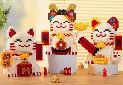 BUILDING BLOCKS BRICKS MANEKI NEKO FORTUNE LUCKY CAT BBLC006 16 X 11.7 X 15.4 CM 1152 PIECES