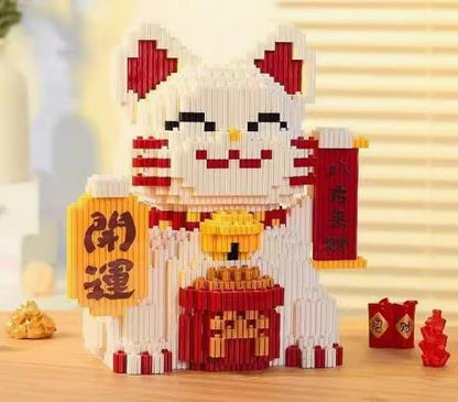 BUILDING BLOCKS BRICKS MANEKI NEKO FORTUNE LUCKY CAT BBLC006 16 X 11.7 X 15.4 CM 1152 PIECES