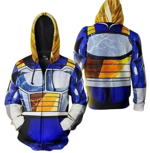 Dragon Ball Vegeta CAJ007 ANIMATION 3D Hoodie Jacket Zip Up S-5XL UNISEX