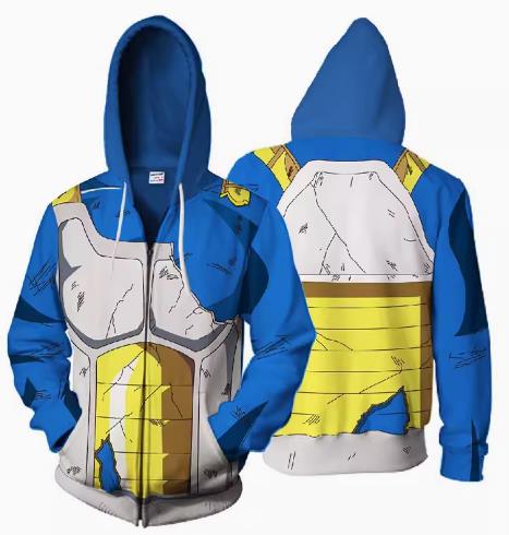 Dragon Ball Vegeta CAJ008 ANIMATION 3D Hoodie Jacket Zip Up S-5XL UNISEX