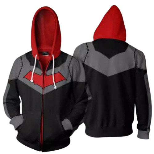 DC Batman CAJ037 ANIMATION 3D Hoodie Jacket Zip Up S-5XL UNISEX Black Red