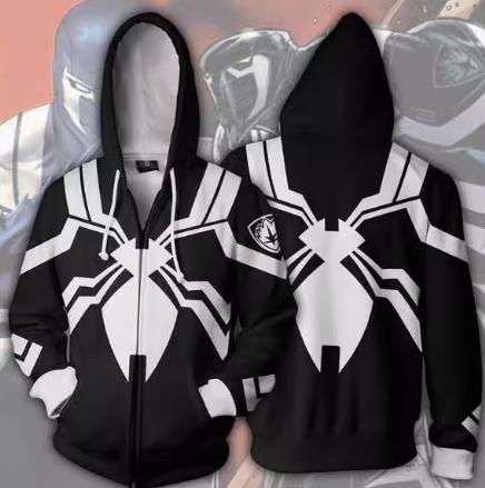 Black White Spider-Man CAJ053 ANIMATION 3D Hoodie Jacket Zip Up S-5XL UNISEX