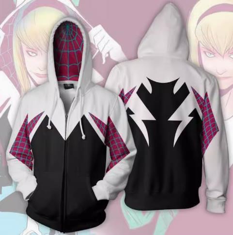 Spider-Man Spider Gwen CAJ056 ANIMATION 3D Hoodie Jacket Zip Up S-5XL UNISEX