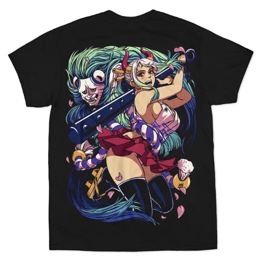 ONE PIECE YAMATO CAT015 ANIMATION T-SHIRT S-3XL BLACK COTTON UNISEX