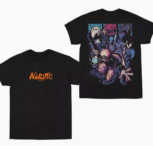 NARUTO CAT018 ANIMATION T-SHIRT S-3XL BLACK COTTON UNISEX