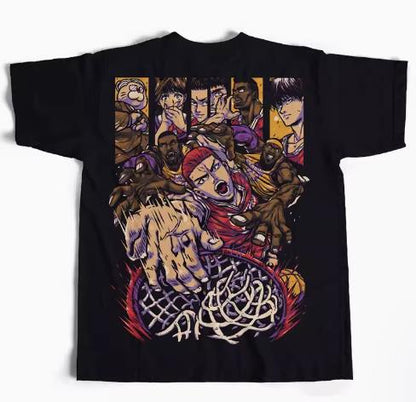 SLAM DUNK CAT024 ANIMATION T-SHIRT S-3XL BLACK COTTON UNISEX