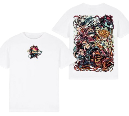 DEMON SLAYER CAT031 ANIMATION T-SHIRT S-3XL WHITE COTTON UNISEX