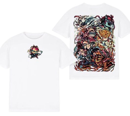 DEMON SLAYER CAT031 ANIMATION T-SHIRT S-3XL WHITE COTTON UNISEX