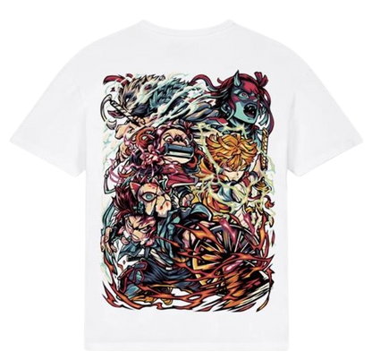 DEMON SLAYER CAT031 ANIMATION T-SHIRT S-3XL WHITE COTTON UNISEX