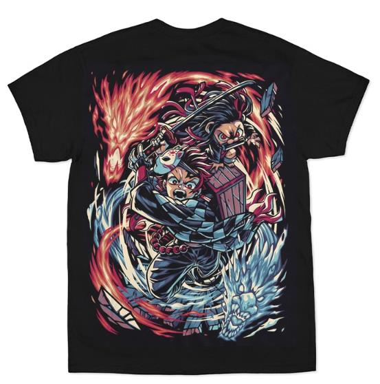 DEMON SLAYER KAMADO TANJIROU CAT032 ANIMATION T-SHIRT S-3XL BLACK COTTON UNISEX