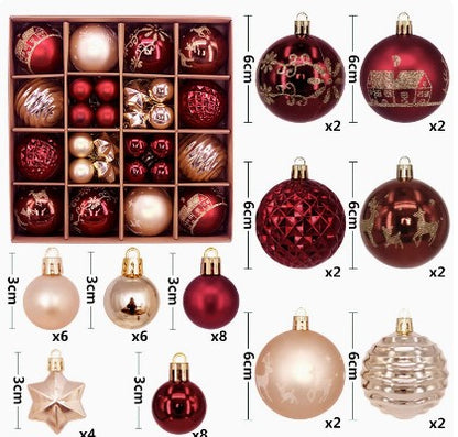 Festive Christmas Balls Tree Party Shatterproof Ornaments Decorations Box Set of 44 pcs Vary Colours COB001