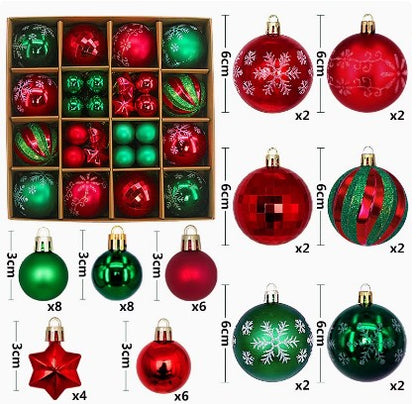 Festive Christmas Balls Tree Party Shatterproof Ornaments Decorations Box Set of 44 pcs Vary Colours COB001