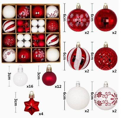 Festive Christmas Balls Tree Party Shatterproof Ornaments Decorations Box Set of 44 pcs Vary Colours COB001