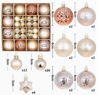 Festive Christmas Balls Tree Party Shatterproof Ornaments Decorations Box Set of 44 pcs Vary Colours COB001