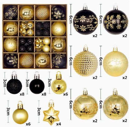 Festive Christmas Balls Tree Party Shatterproof Ornaments Decorations Box Set of 44 pcs Vary Colours COB001