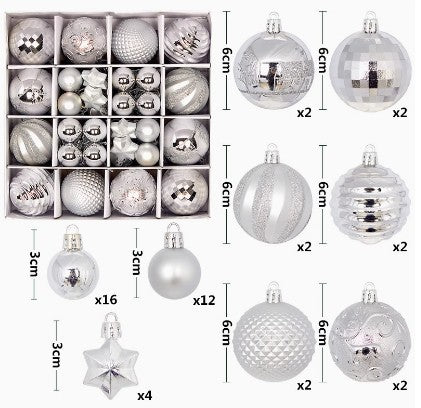 Festive Christmas Balls Tree Party Shatterproof Ornaments Decorations Box Set of 44 pcs Vary Colours COB001