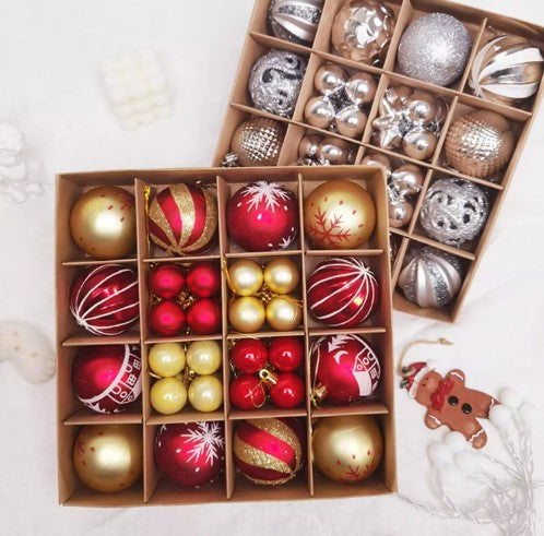 Festive Christmas Balls Tree Party Shatterproof Ornaments Decorations Box Set of 44 pcs Vary Colours COB001