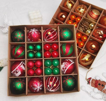 Festive Christmas Balls Tree Party Shatterproof Ornaments Decorations Box Set of 44 pcs Vary Colours COB001