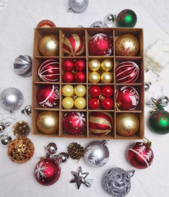 Festive Christmas Balls Tree Party Shatterproof Ornaments Decorations Box Set of 44 pcs Vary Colours COB001