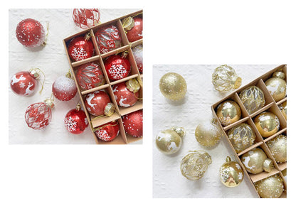 Festive Christmas Balls Tree Party Shatterproof Ornaments Decorations Box Set of 16 pcs 6cm Red/Gold COB003